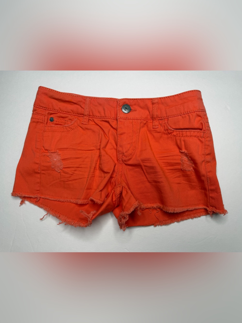 1st Kiss Orange Distressed Denim Shorts – Size 1